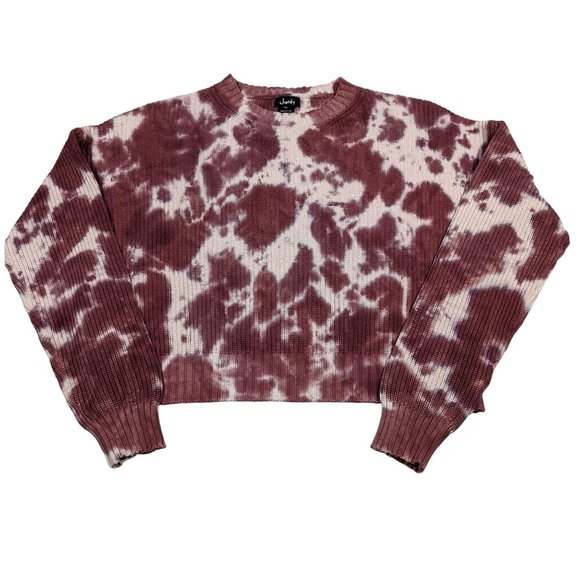 Justify Sweaters - Justify juniors women's crew neck relaxed fit‎ bleach tie dye crop knit sweater